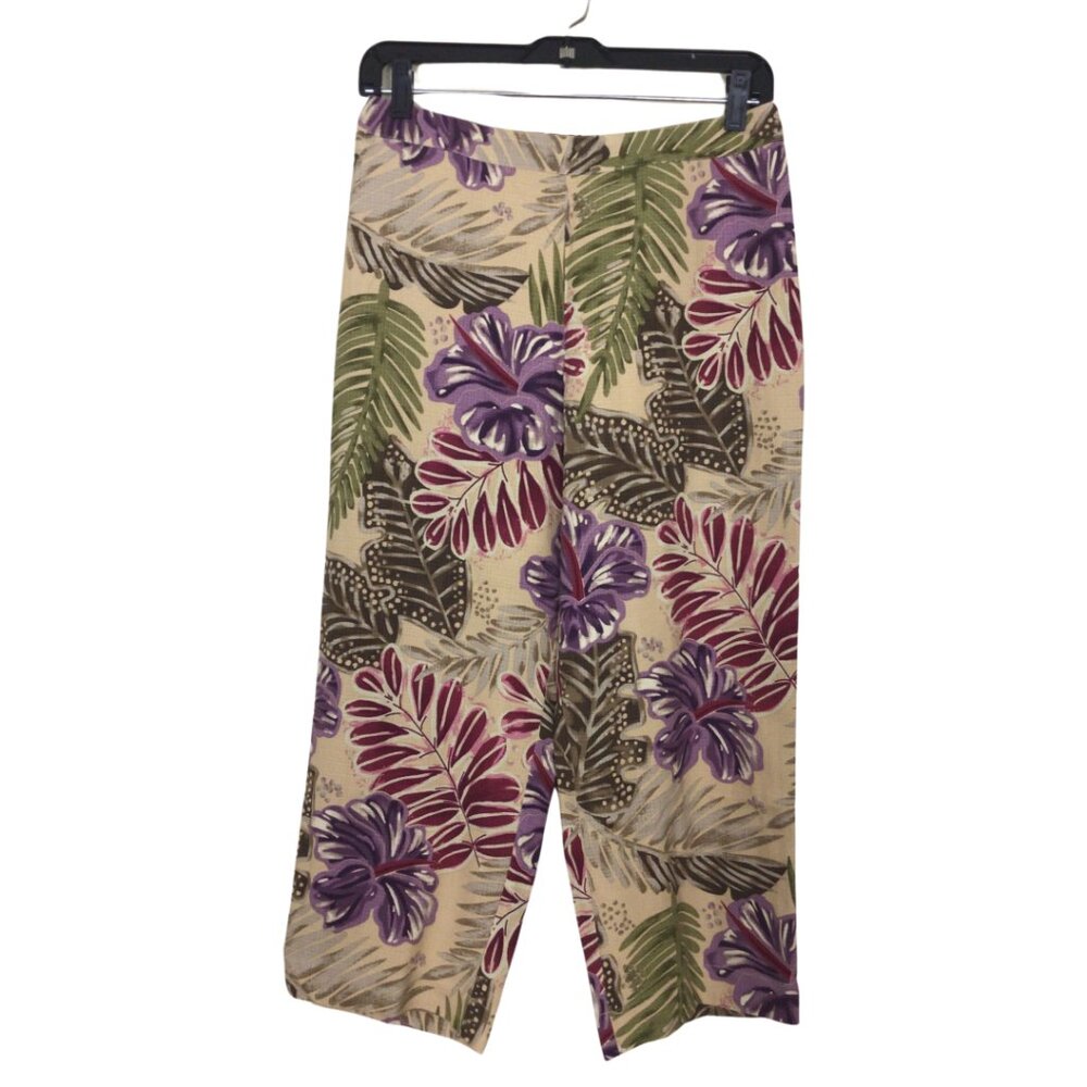 Tommy Bahama Pants Women’s 4 Cropped Tropical Floral 100% Silk Crop Capri